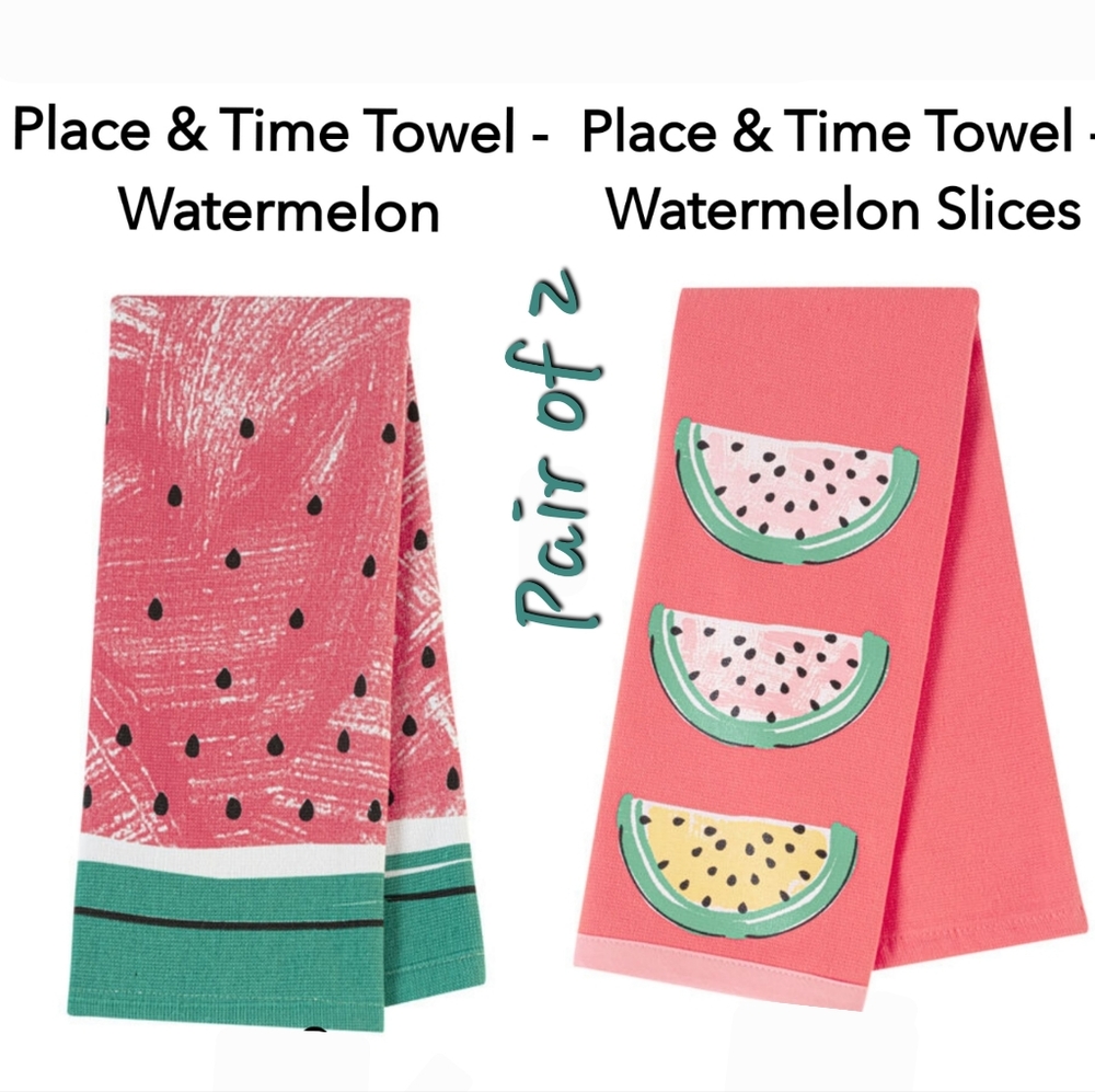 👀50% OFF🍉 NWT‼️ ADORABLE Set of 2 Place & Time brand Kitchen Towels